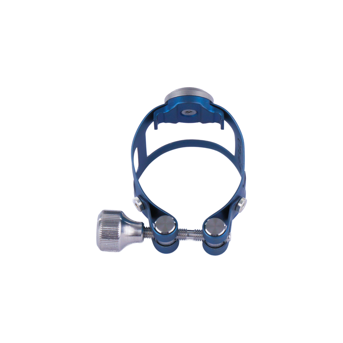 Ybrato ReedReflector Ligature for saxophone and clarinet, Titan, shown from behind
