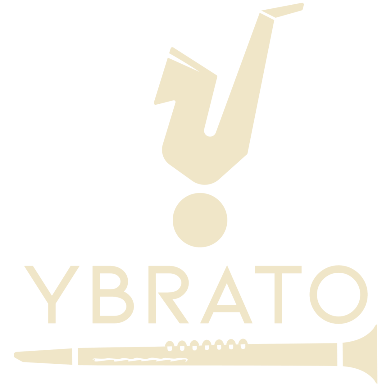 Ybrato logo with saxophone and clarinet graphic above the brand name