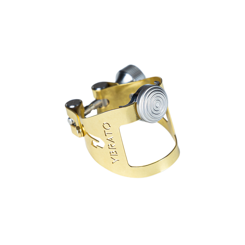 Ybrato ReedReflector Ligature for saxophone and clarinet, gold finish, featured image