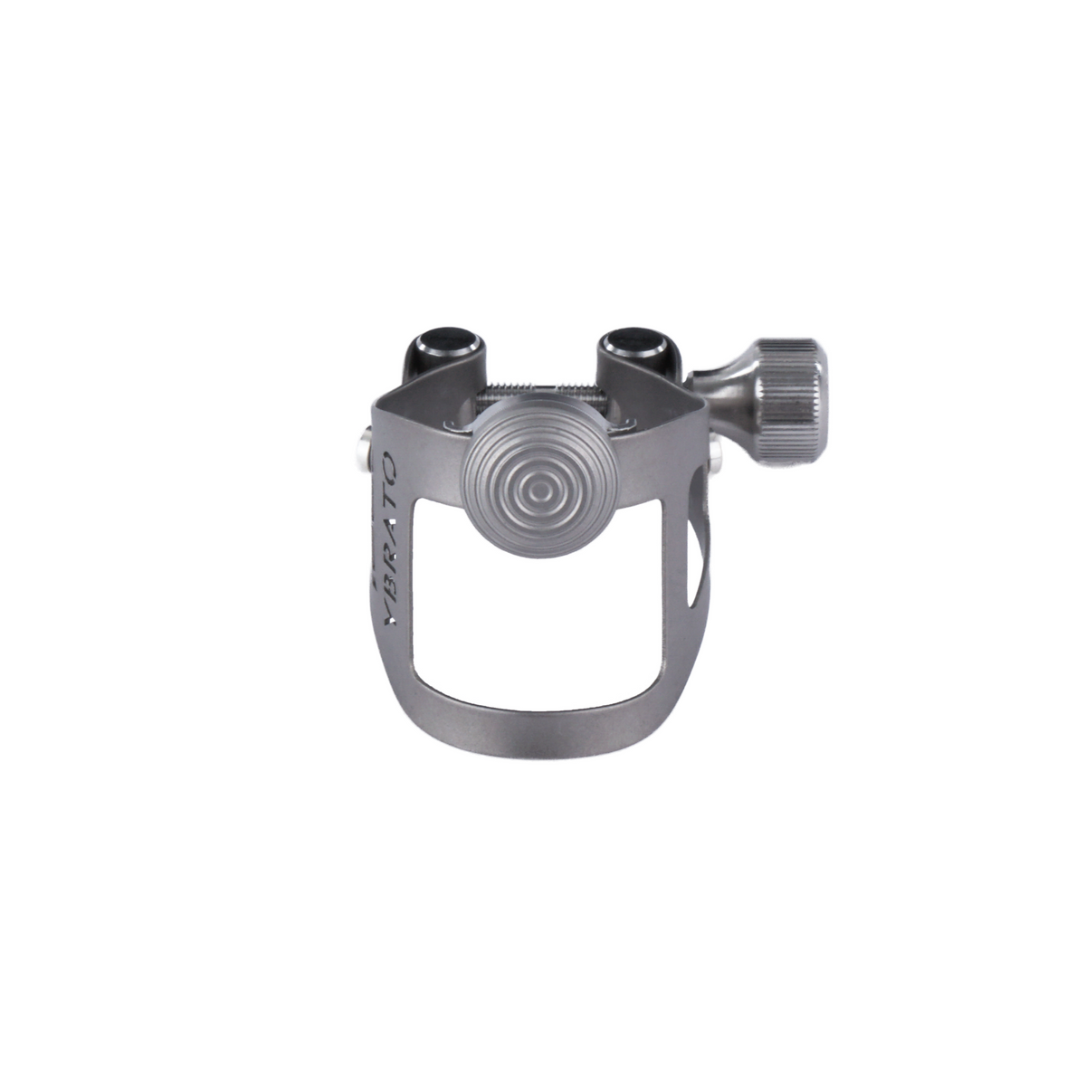 Ybrato ReedReflector Ligature for saxophone and clarinet, Titan, shown from the front